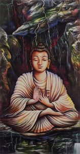 Gautam Buddha Meditation In Cave Painting Photo