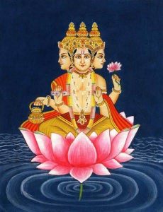 God Brahma Bhagwan Ji On Lotus Image Picture
